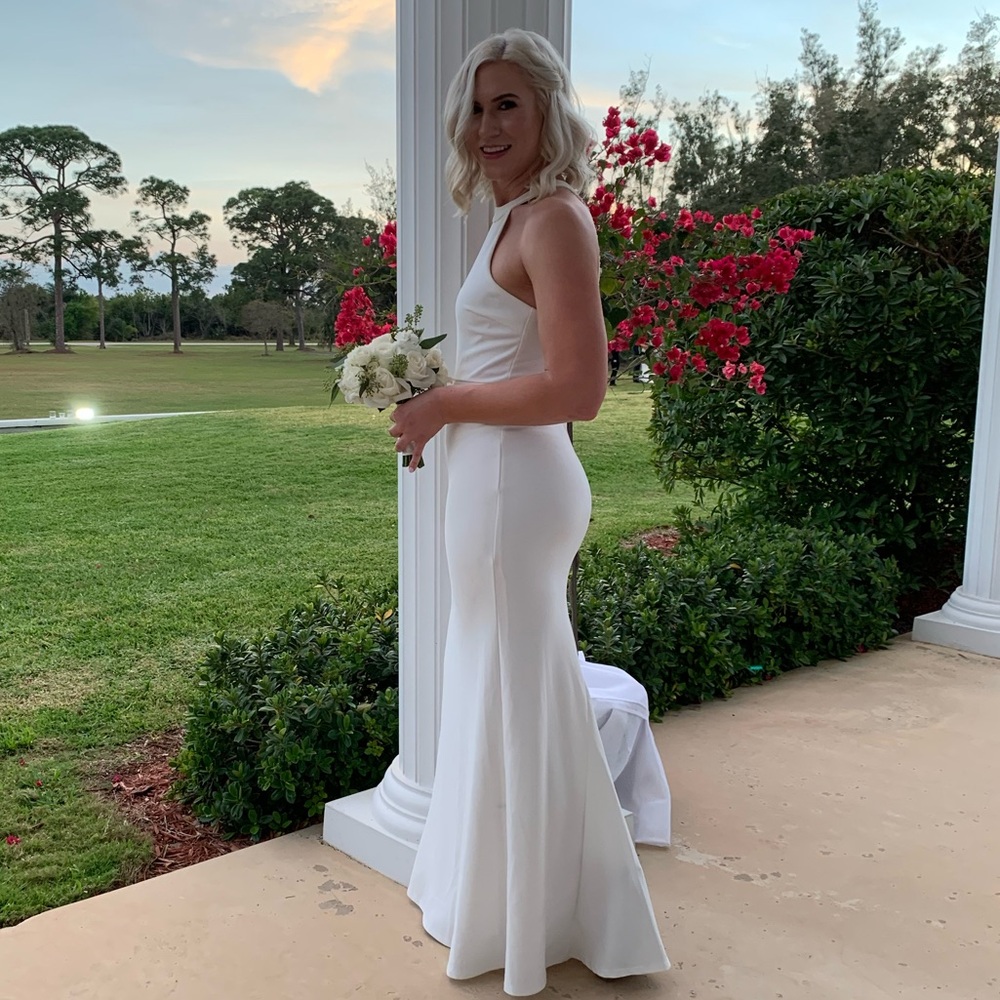 Elegant White Halter-Back Maxi Dress